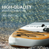 SUP-Board mit Holzmaserungsdesign, Stand-Up-Paddle-Board, 11 Fuß, umweltfreundliches, aufblasbares Stand-Up-Paddle-Board für Yoga und Angeln – extrem stabil, inklusive Pumpe und wasserdichter Tasche 